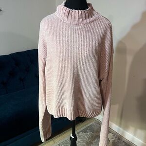 Sanctuary Pink Chenille Chunky Turtleneck Sweater